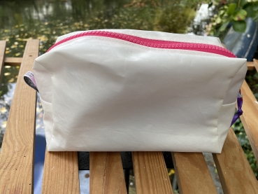 Segeltuch Kosmetiktasche eckig mit Fisch lila/pink